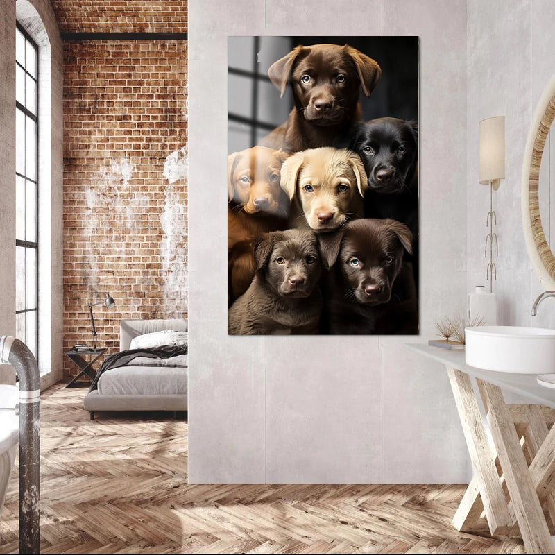 Assorted Stacked Cute Dogs Labrador Retrievers With Puppies