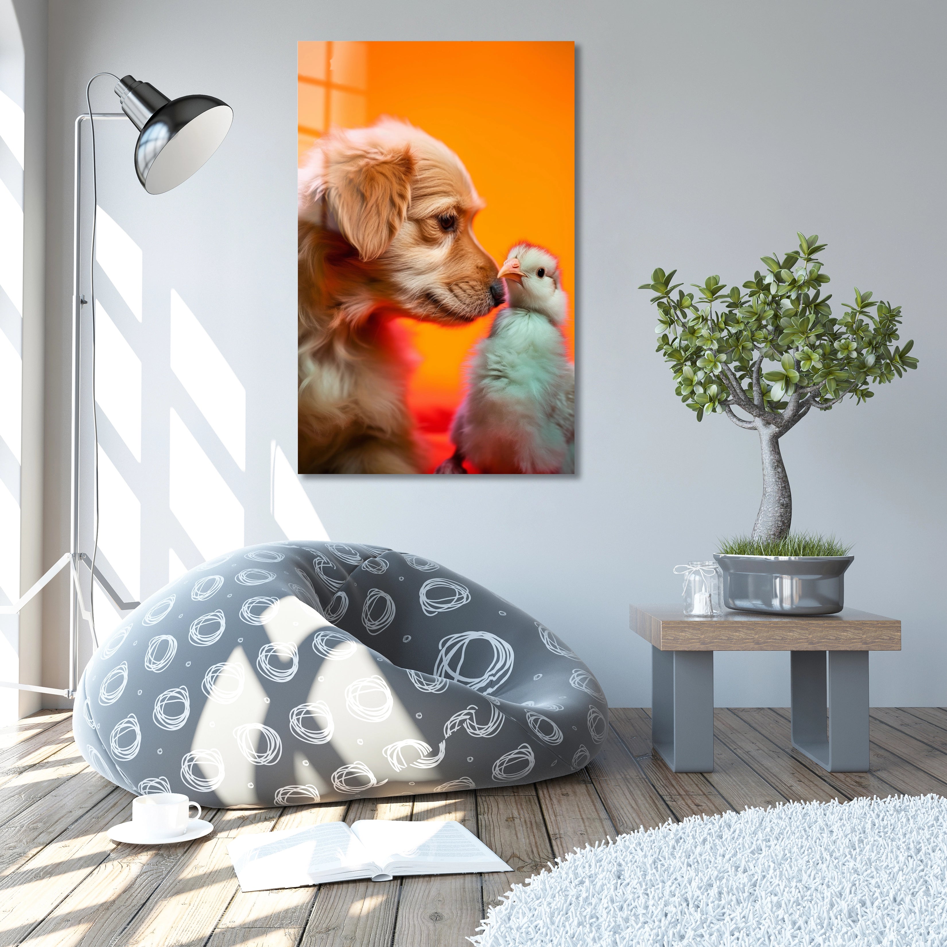 Portrait Dog With Bird